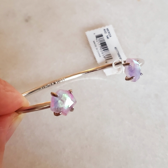 KENDRA SCOTT Merida Silver Pinch Cuff Bracelet in Amethyst Dichroic NWT - Picture 4 of 8